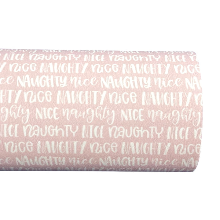 Pink Naughty Nice Leatherette - Locally Printed Faux Leather (A4 Sheet and Roll)