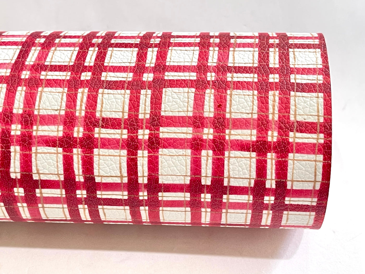 Red Tartan Print Faux Leatherette