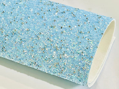 Frozen Dream Pale Blue with Diamonds Chunky Glitter Fabric