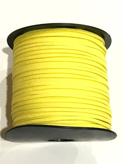 Lemon Yellow Faux Suede Cord - 3.8m - Yellow Suede Cord