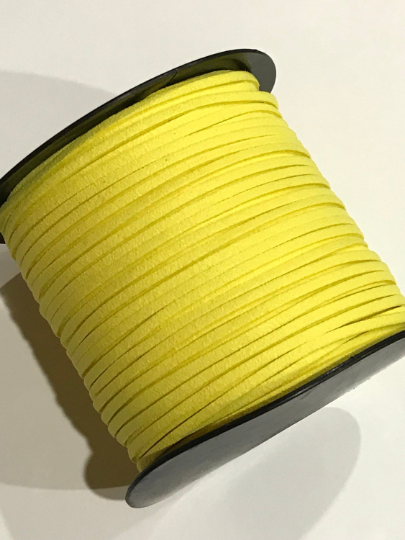 Lemon Yellow Faux Suede Cord - 3.8m - Yellow Suede Cord