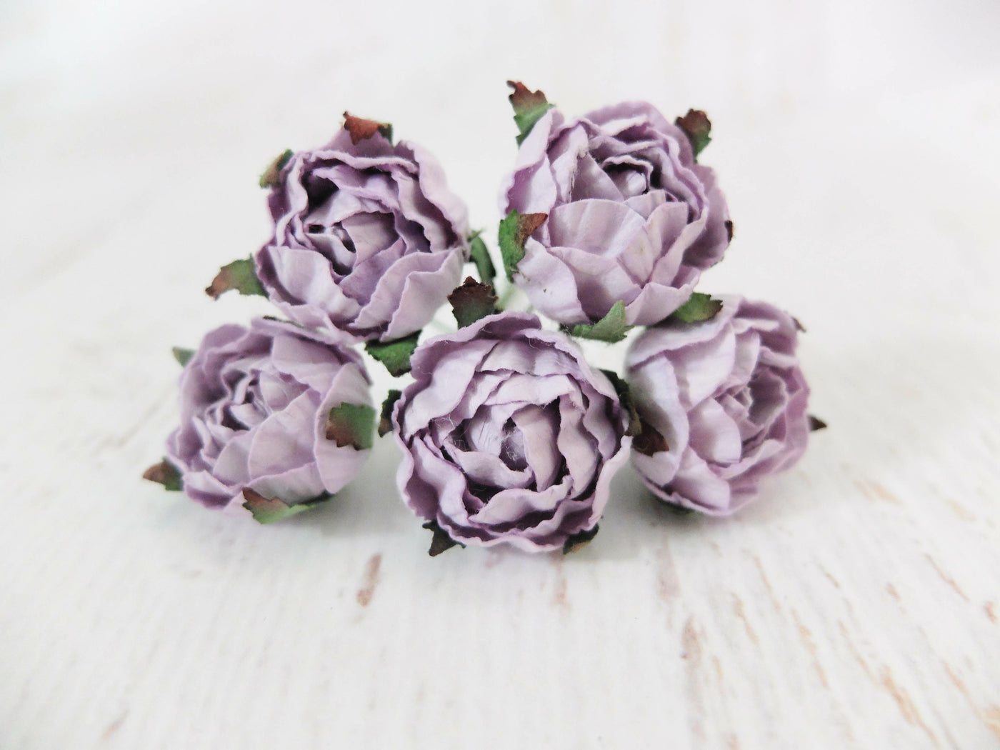 Lots of 5  30mm Ranunculus Mulberry Paper Flowers - Lilac