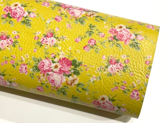 Mustard Floral Leatherette