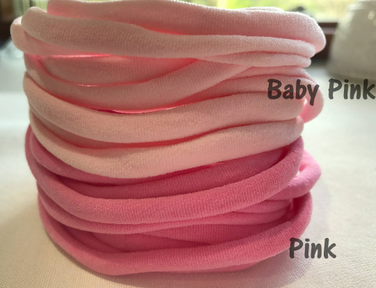 Thin Nylon Elastic Headbands | Pink | 5-6 mm | 26cm