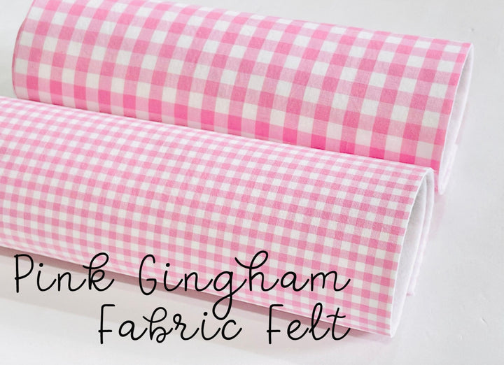 Pink Gingham Fabric Felt Sheets - Choice of 2 styles
