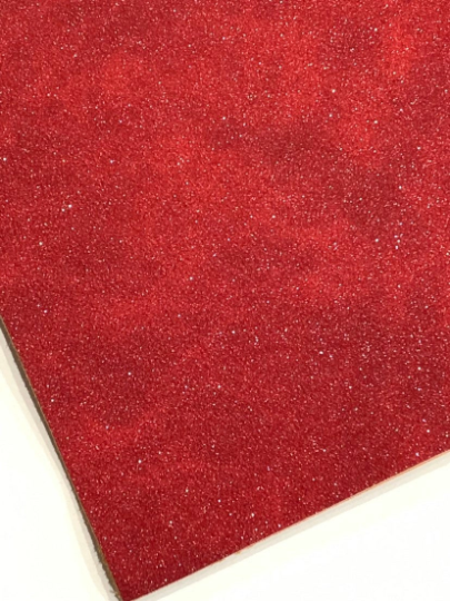 Red Glitter Suede Faux Leather A4 Sheet - Deep Red