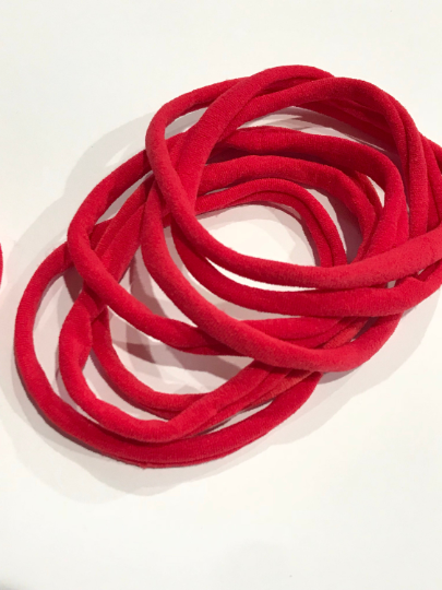 Thin Nylon Elastic Headbands RED | 5-6 mm | 26cm