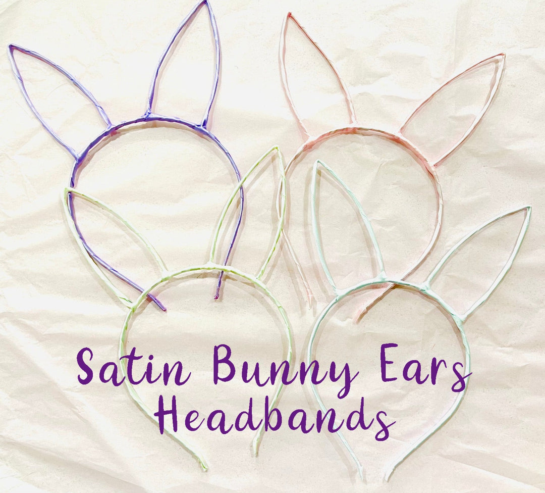 Bandeau d’oreille de lapin en ruban de satin - Choix de 4 couleurs