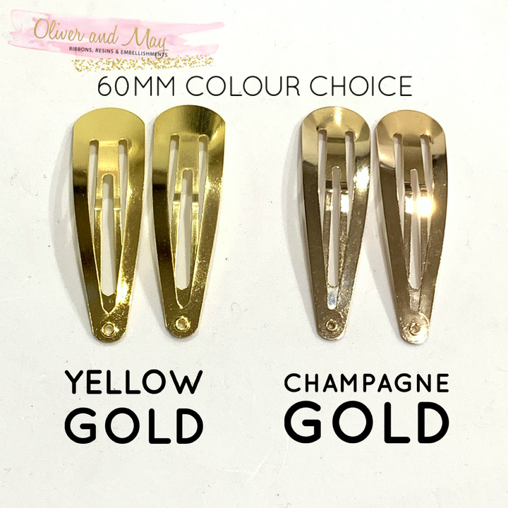 Clips à pression en or champagne 60 mm - Choix de plusieurs tailles de pack