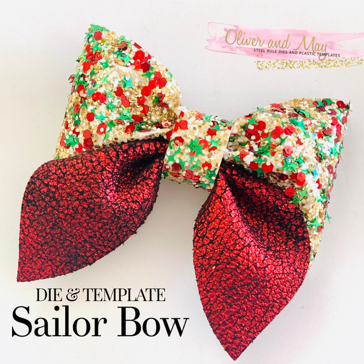 Baby Sailor Bow 1.5" Steel Rule Die and Trace and Cut Baby Bow Template