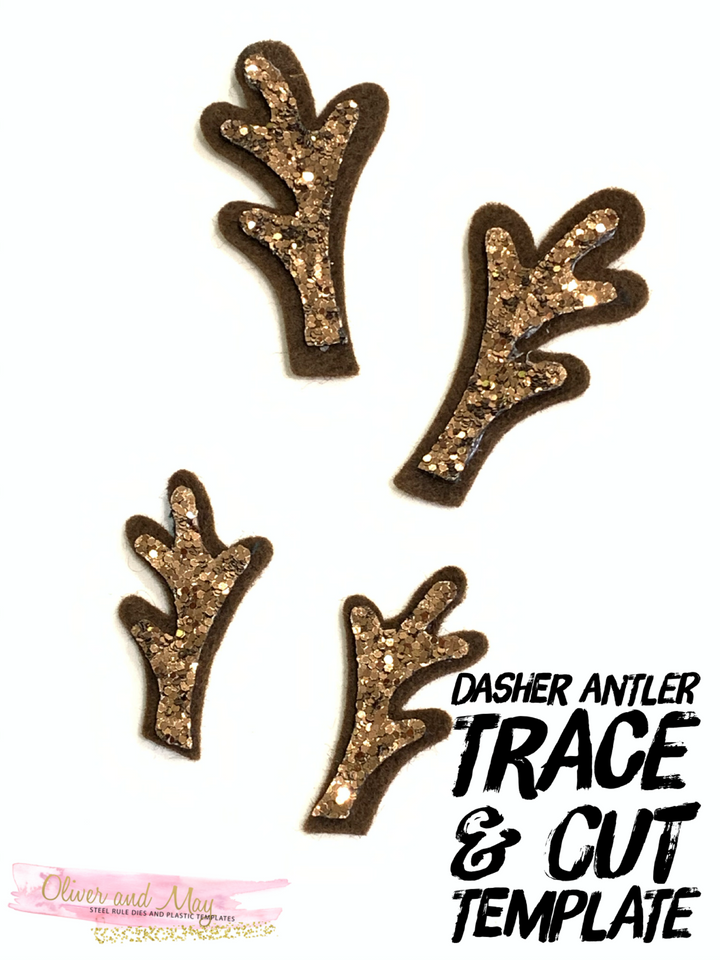 Dasher Antlers Glitter Stencil Template - Trace and Cut