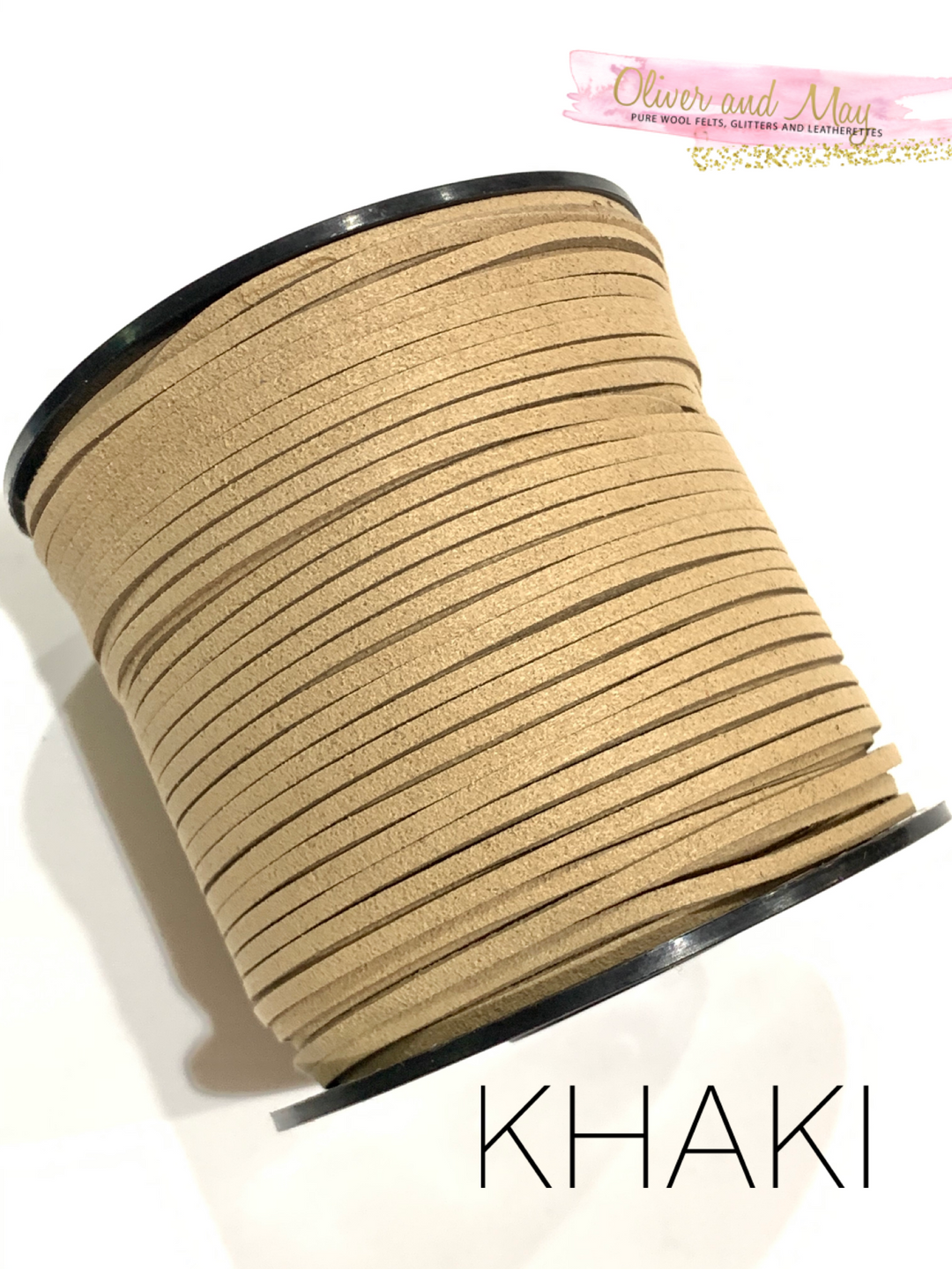 Khaki Faux Suede Cord - 5m