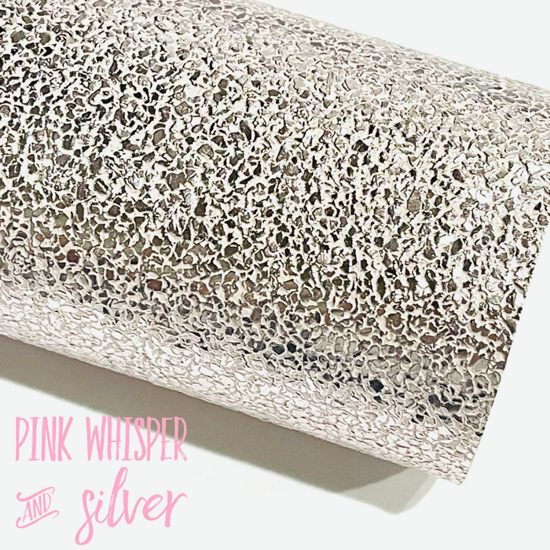 Pink Whisper and Silver Pebble Embossed Faux Leather