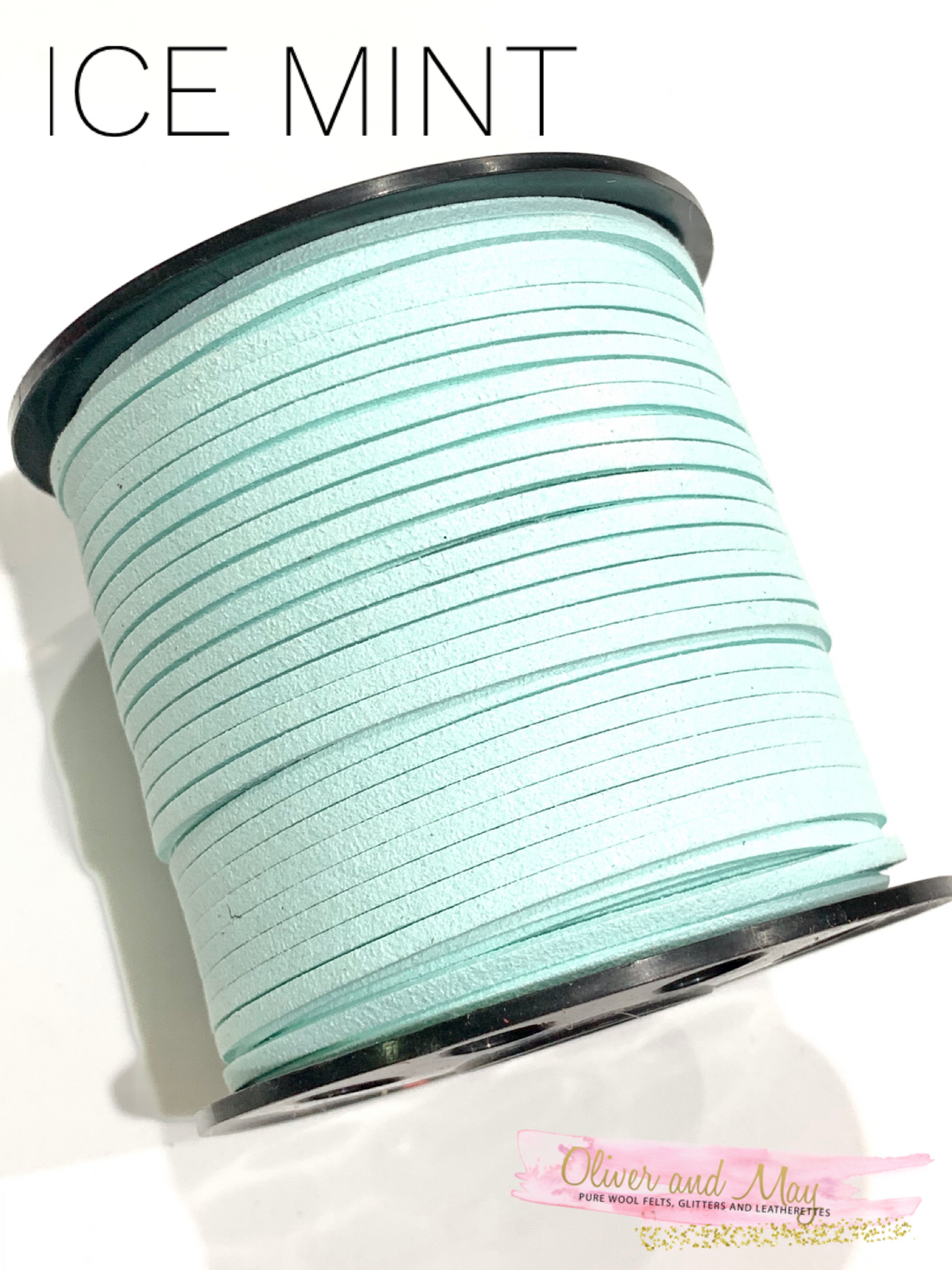 Ice Mint Faux Suede Cord - 5m - Pastel Blue Suede Cord