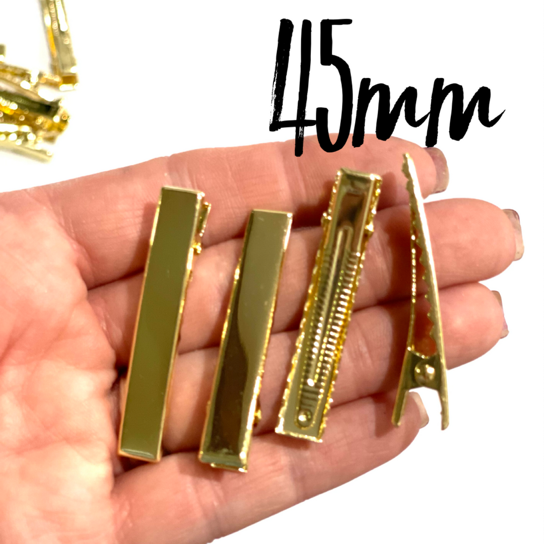 Gold 45mm Strong Premium Gold Alligator Hair Clips with teeth 10, 25 or 100