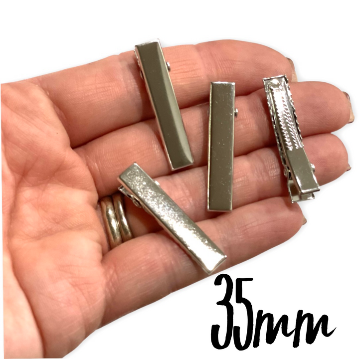35mm Strong Premium Silver Alligator Hair Clips with teeth 10, 25 or 100