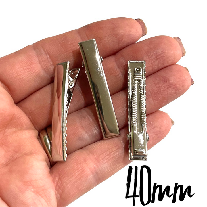 40mm Strong Premium Silver Alligator Hair Clips 10, 25 or 100 up