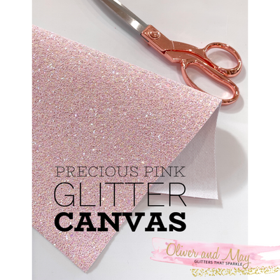 Precious Pink Chunky Glitter Canvas Fabric Sheet