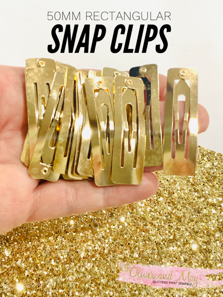 Gold Rectangle Snap Clips - 50mm, 60mm, 70mm and 80mm