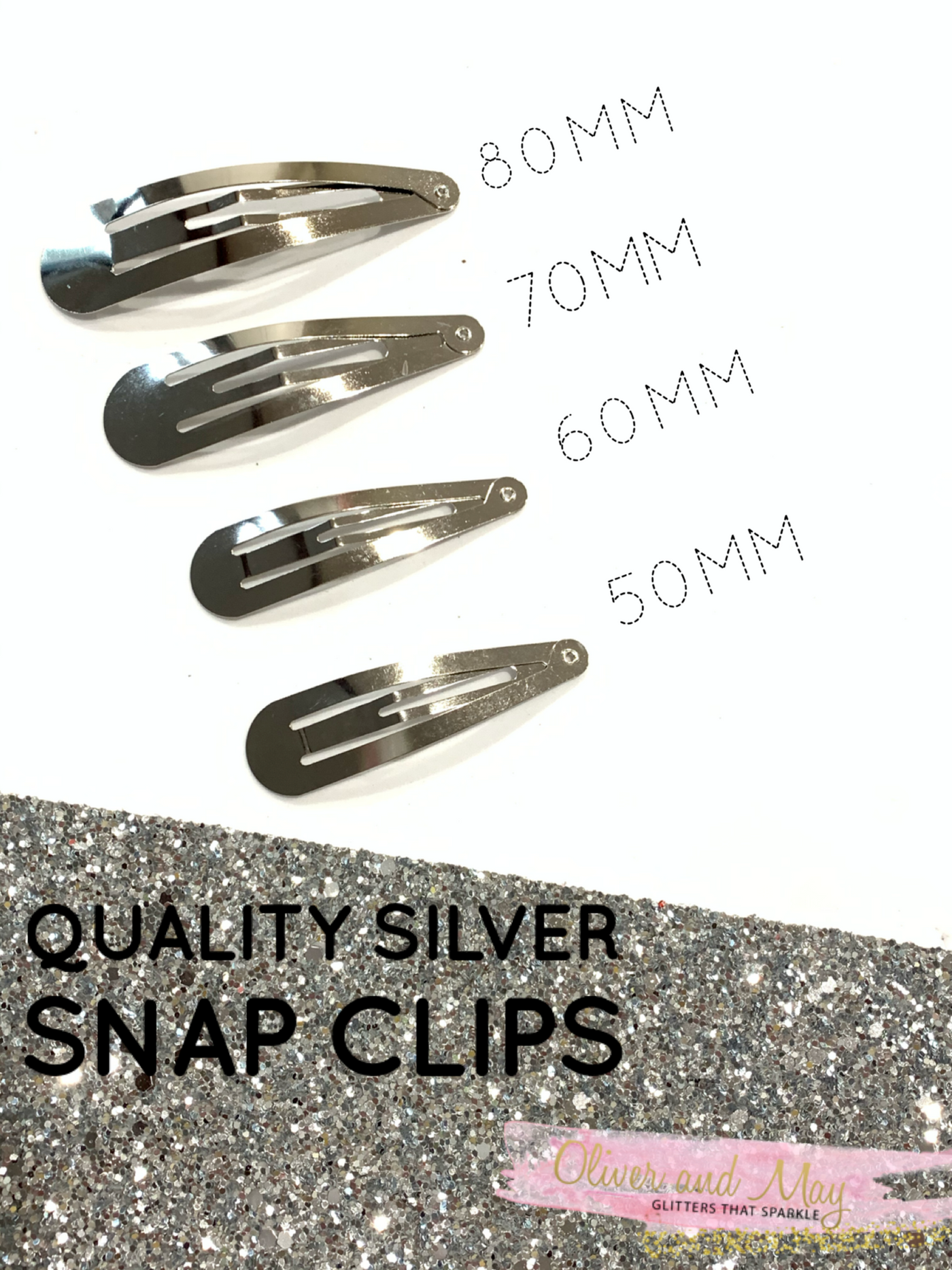 Quality Silver Snap Clips - 90mm, 80mm, 70mm, 60mm, 50mm and 32mm